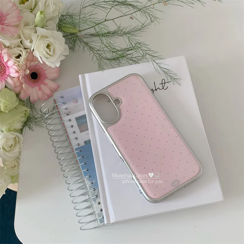 Phone Cases That Charge Your Phone - Koreaanse ins Cream Pink Polka Dot
