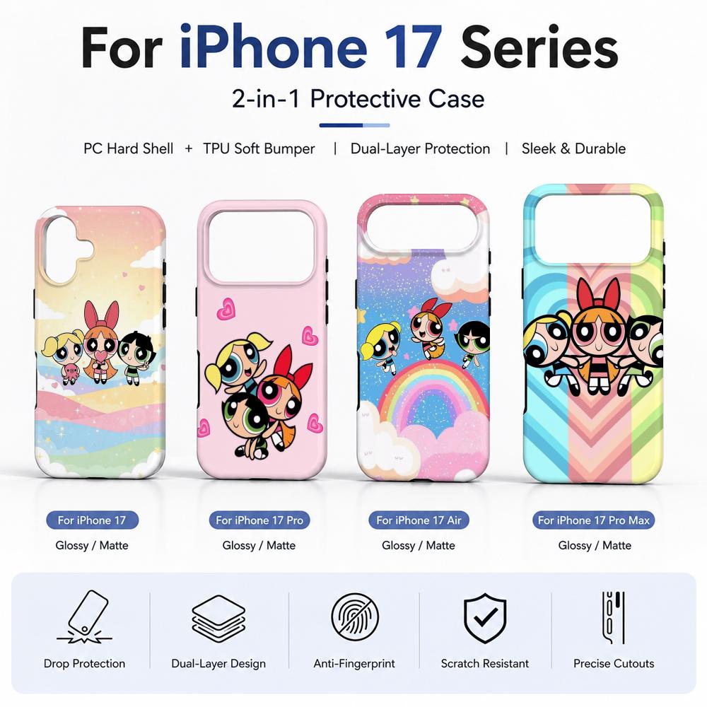 Phone Cases Anime - Anime P-Powerpuff Girls Telefoonhoesje Filmmateriaal 2-in-1