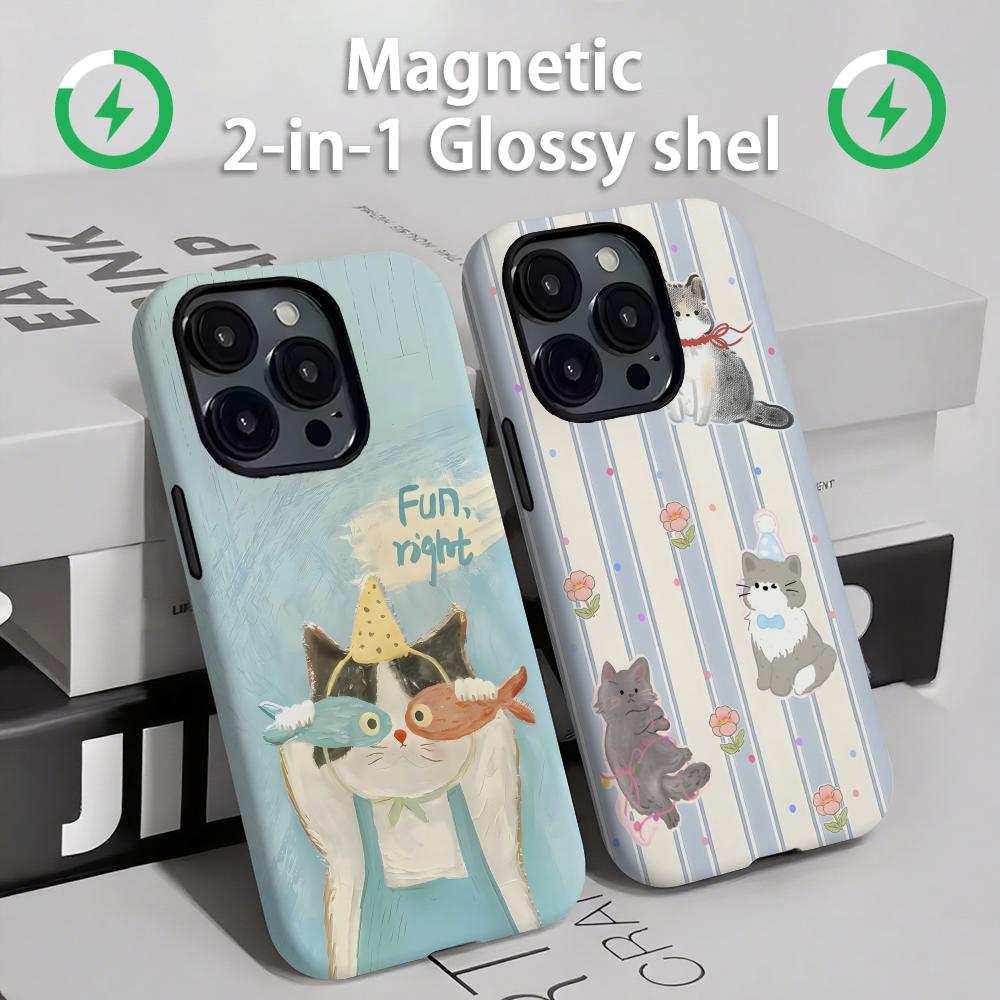 Phone Cases Iphone 14 - Leuke katten en honden Telefoonhoesje Magnetisch