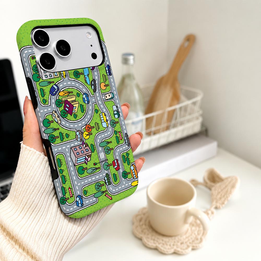 Phone Cases Kids - Kinder Speelgoedauto Stadsweg Telefoonhoesje Filmmateriaal 2-in-1