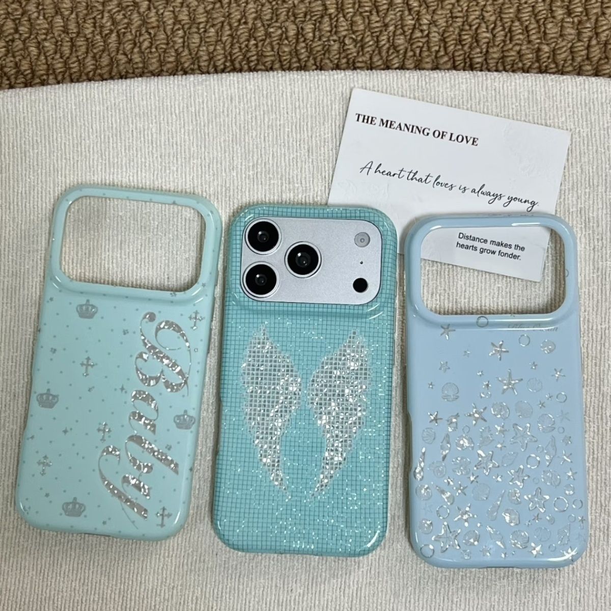 Phone Cases Iphone 14 - Koreaanse Mintkleurige Engelse Kruis Engelenvleugels Telefoonhoesje