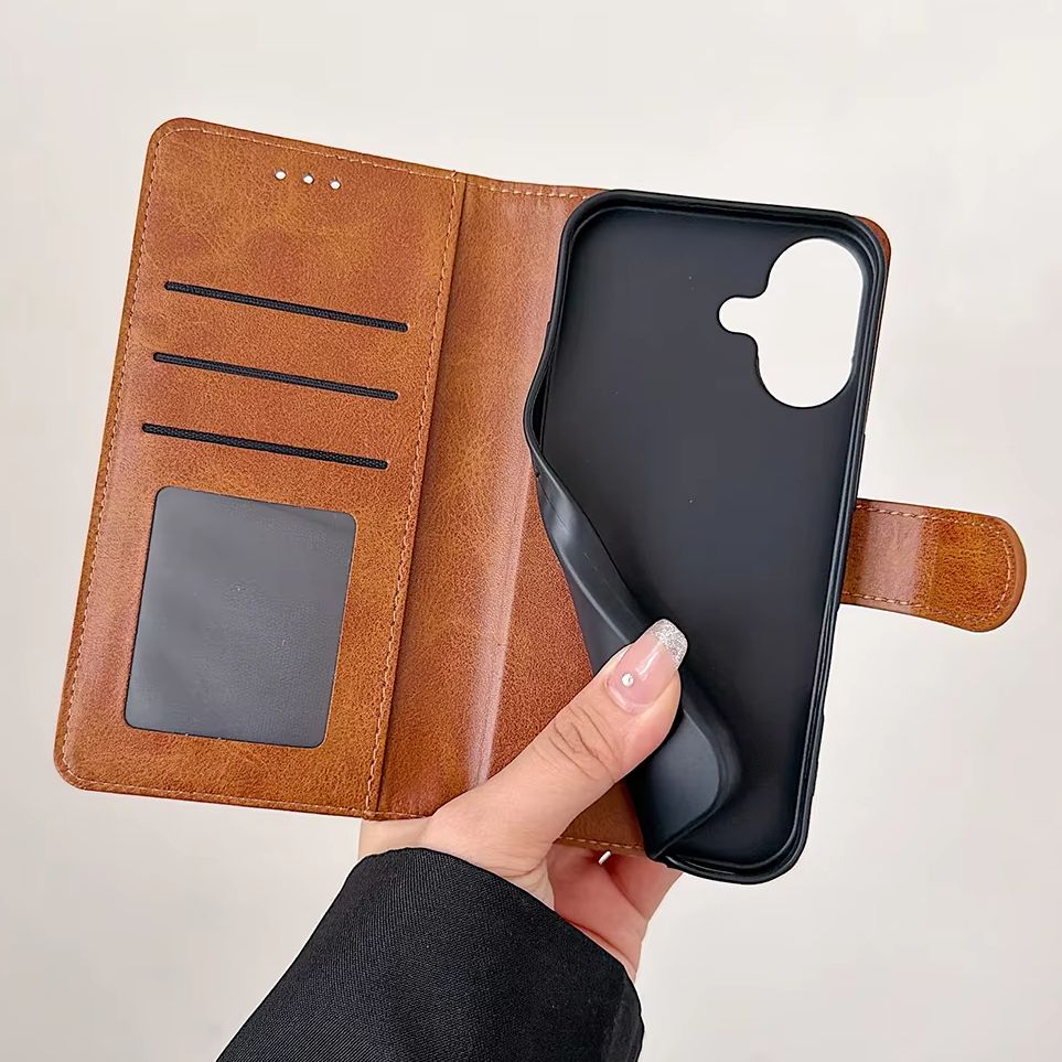 Flip Leather Case - Flip Wallet PU Leder Telefoonhoesje voor