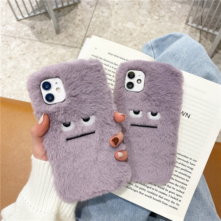 Phone Cases Funny - Grappig pluche bontpatroon zachte telefoonhoes voor