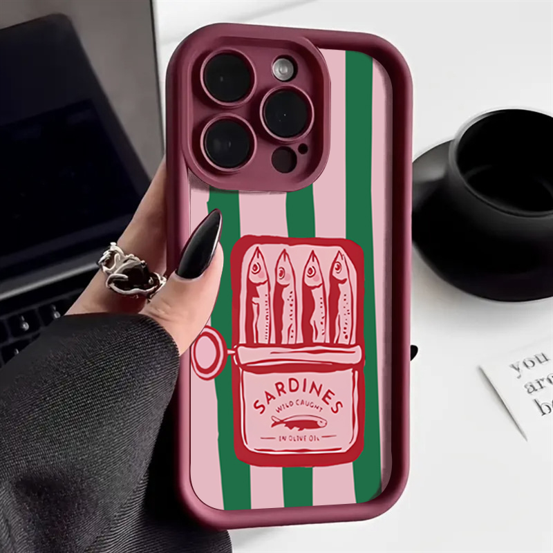Phone Cases Funny - Grappige sardine blik retro gestreepte telefoonhoes