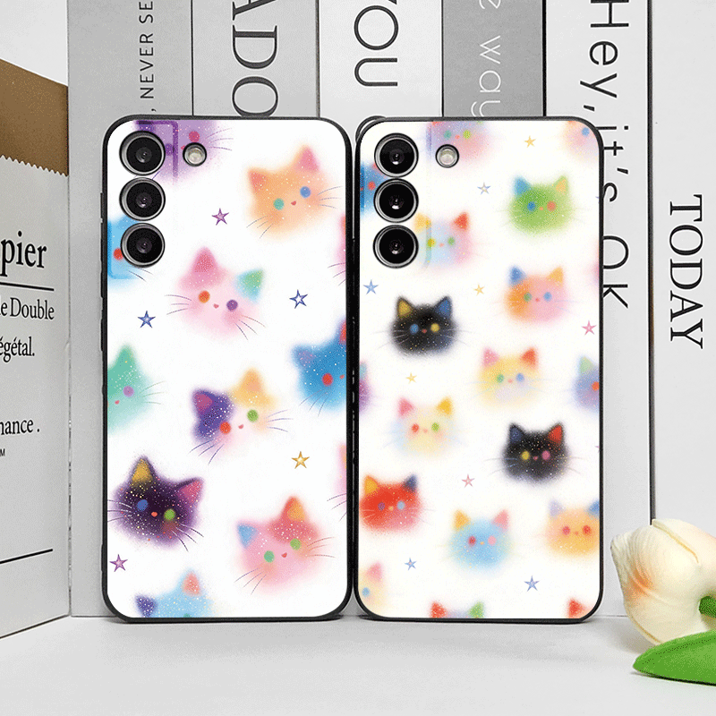 Phone Cases Funny - Grappige graffiti kleurrijke kattenkop geprinte telefoonhoes