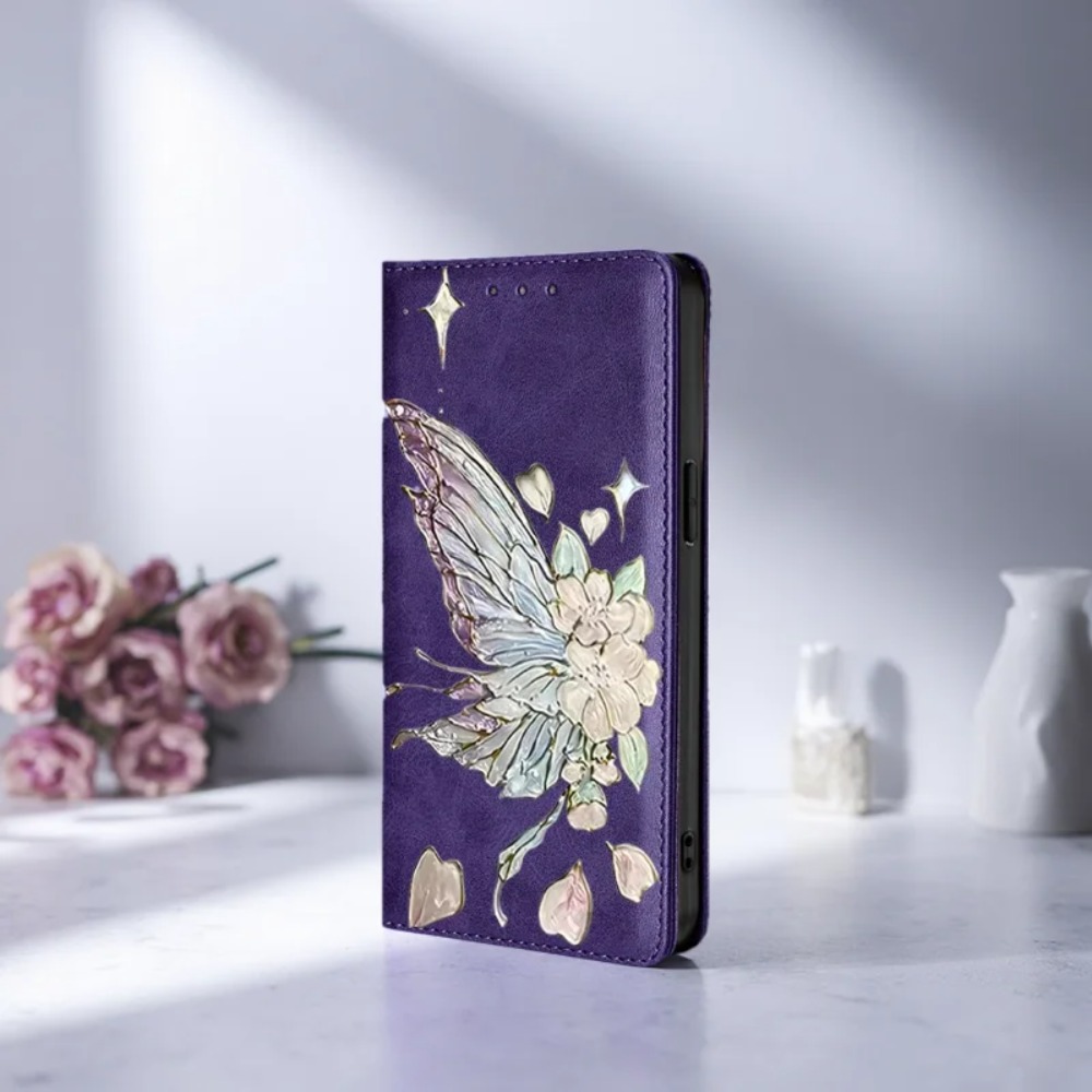 Flip Leather Case - Geschilderde magnetische flip lederen portemonnee hoes