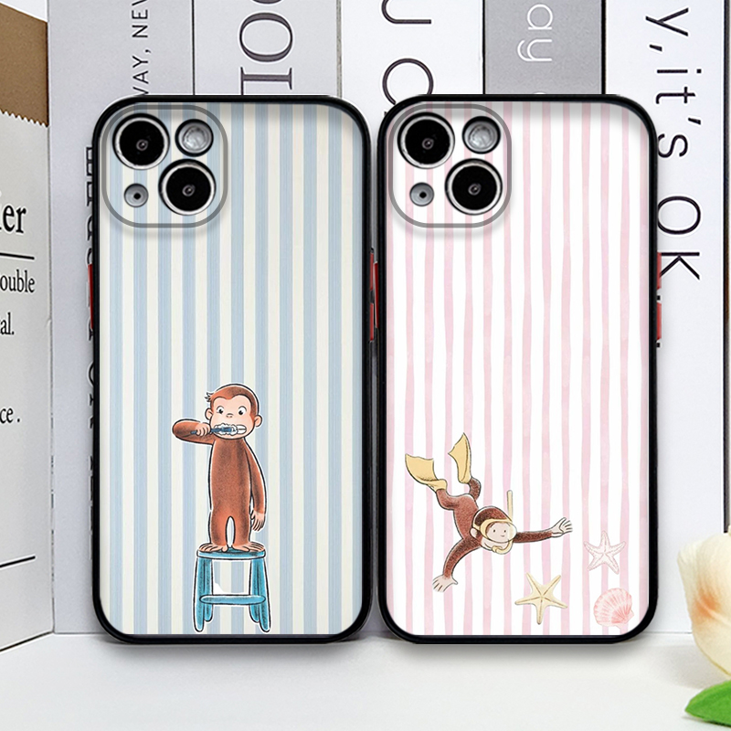 Phone Cases Iphone 14 - Cartoon gestreepte aap met katten telefoonhoesje