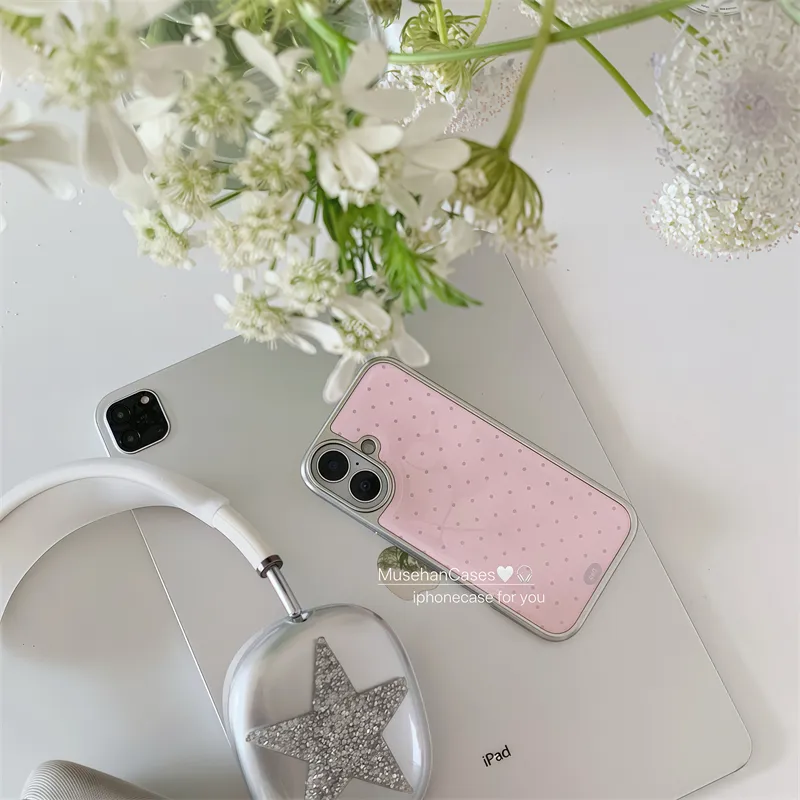 Koreaanse ins Cream Pink Polka - Phone Cases That Charge Your Phone recensie en prijs