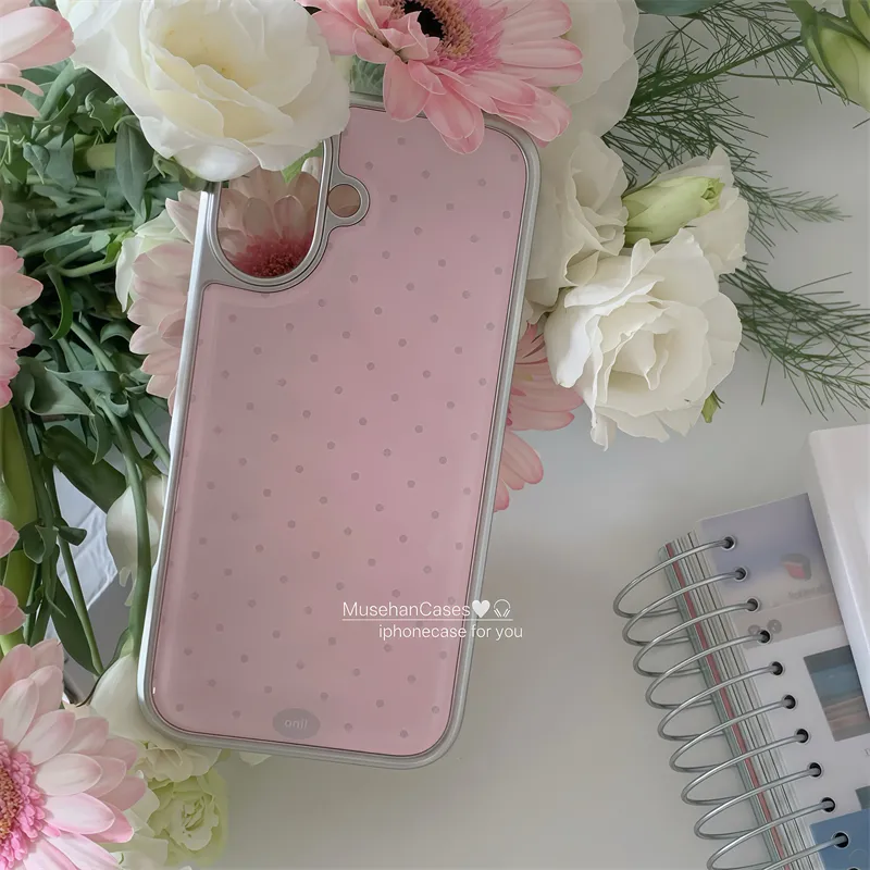 Koreaanse ins Cream Pink Polka - Phone Cases That Charge Your Phone recensie en prijs